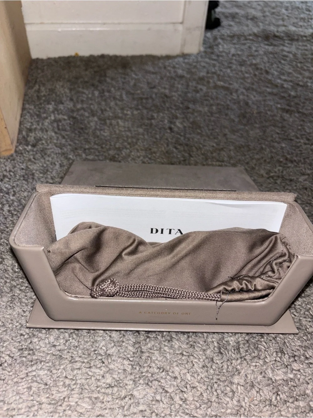DITA Cream and Black Eyewear Case with Gold Logo